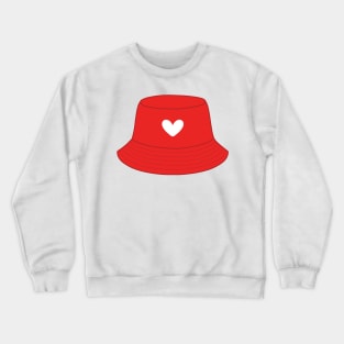 Red bucket hat with a heart Crewneck Sweatshirt